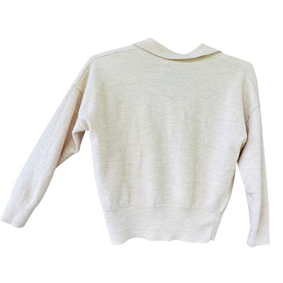 Madewell XXL Polo Sweater Merino Wool Heather Oatmeal Long Sleeve Pullover - Picture 6 of 6